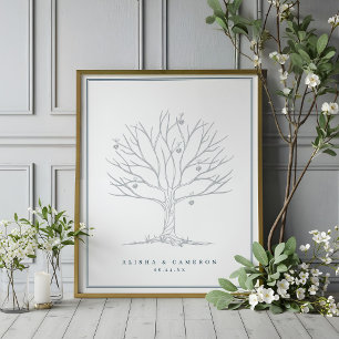 Affiche Arbre d'empreintes digitales et Monogramme Mariage