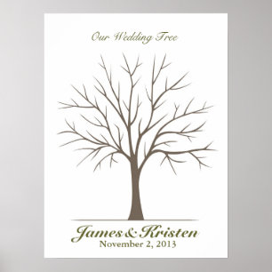 Affiche Arbre d'empreintes digitales mariage - Classique