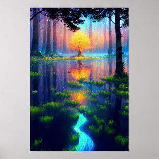 Affiche Arbre d'or dans l'Aura du marais magique