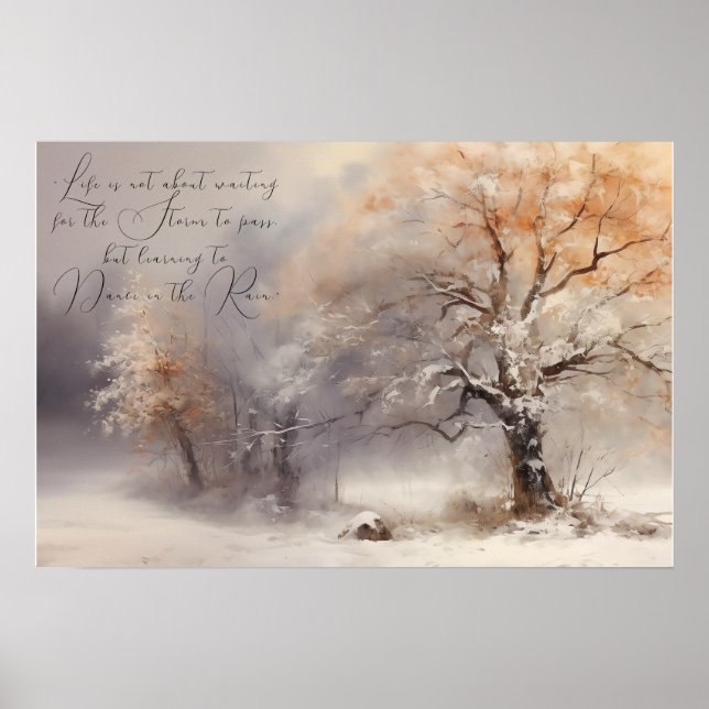 Affiche Arbre Élégant Aquarelle Nature (Devant)