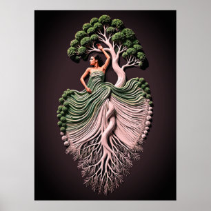 Affiche Arbre Élégant Woman Wall Art - 3D Nature inspiré