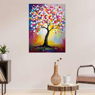 Affiche Arbre en fleurs coloré