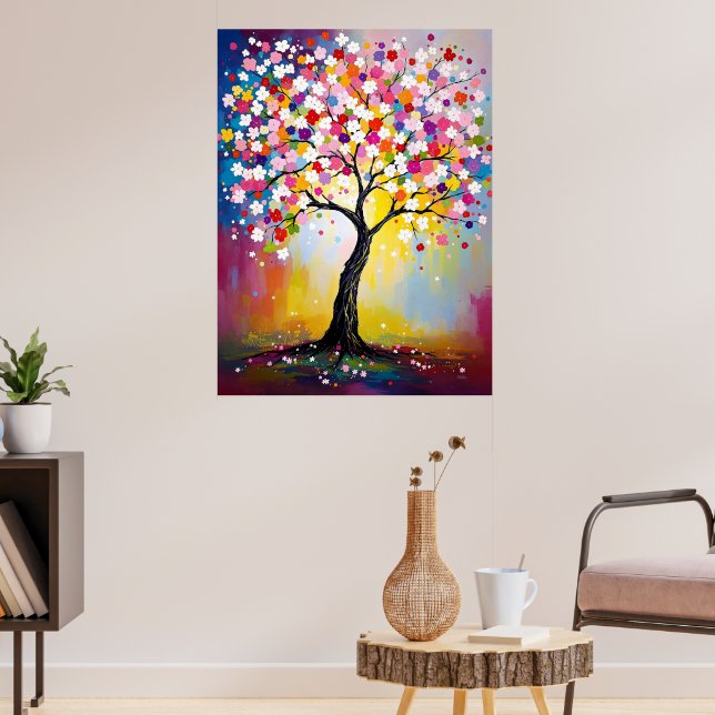 Affiche Arbre en fleurs coloré (Salon 3)