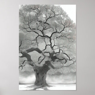 Affiche Arbre en nuances de gris