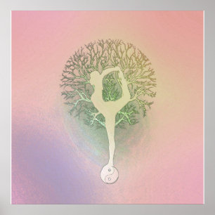 Affiche Arbre en pastel rose de yoga