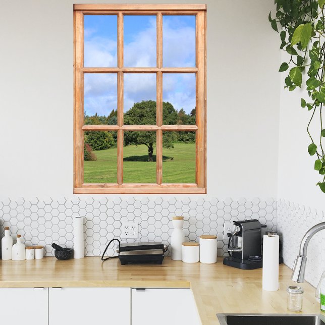 Affiche Arbre en vue campagne depuis une fenêtre (Créateur téléchargé)