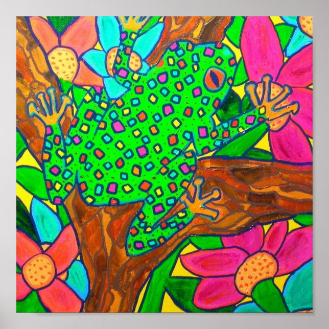 Affiche Arbre exotique Grenouille Tropical Rainforest Folk (Devant)