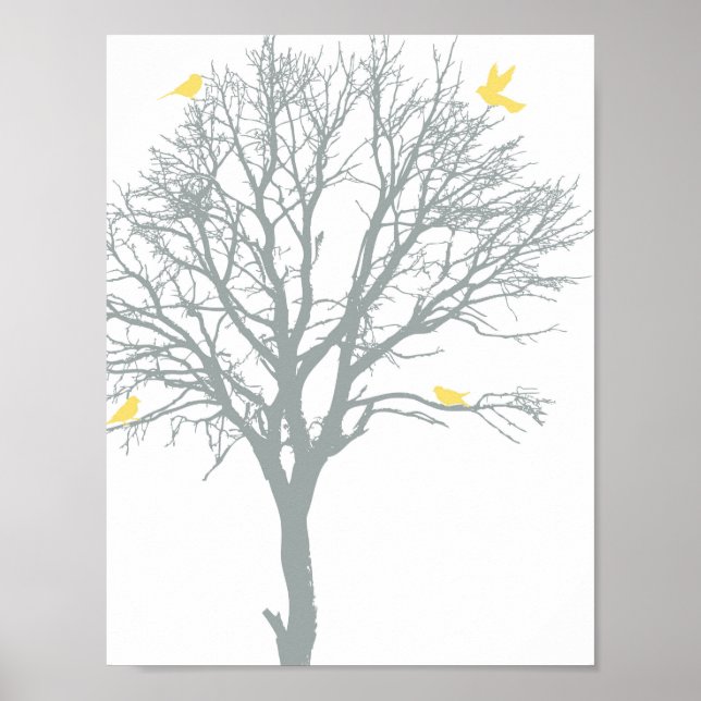 Affiche Arbre familial aux oiseaux jaunes (Devant)