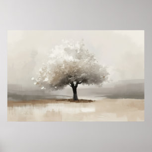 Affiche Arbre Fleur Blanc Neutre Art Paysager