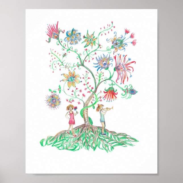 Affiche Arbre Floral Fantaisiste  (Devant)