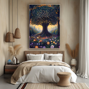 Affiche Arbre forestier enchanté dans le style des Pointil