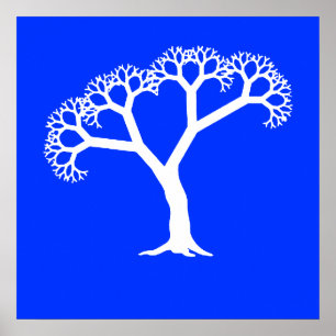 Affiche Arbre fractal blanc