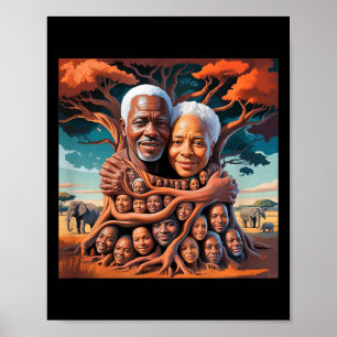 Affiche Arbre généalogique afro-américain racines patrimoi