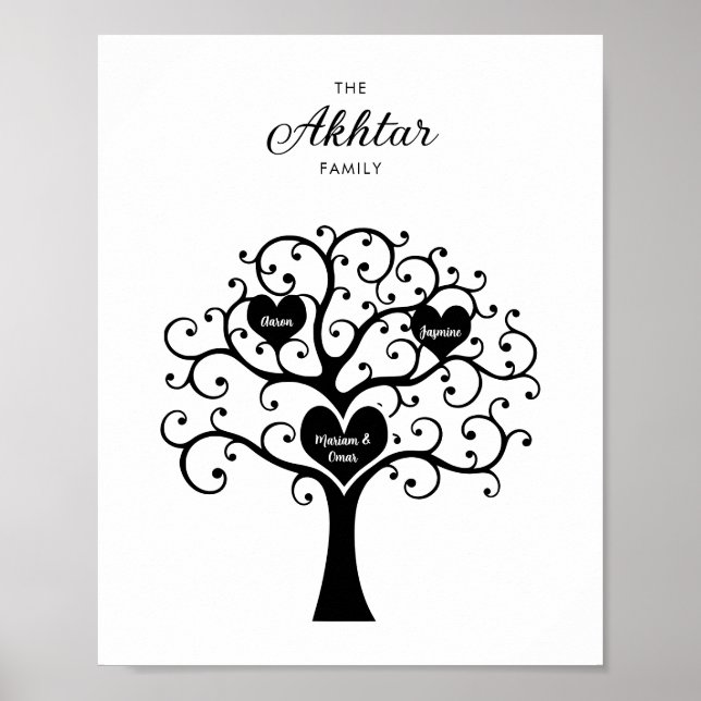 Affiche Arbre généalogique noir et blanc  (Devant)