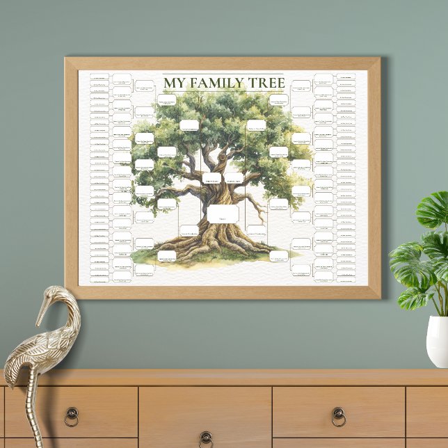 Affiche Arbre généalogique sur 7 générations, ascendance e (7 generation fillable family tree ancestry chart
)