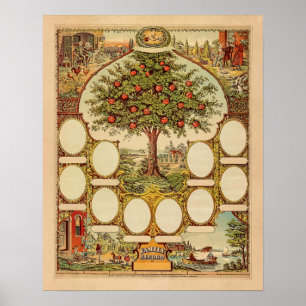 Affiche Arbre Généalogique Vintage