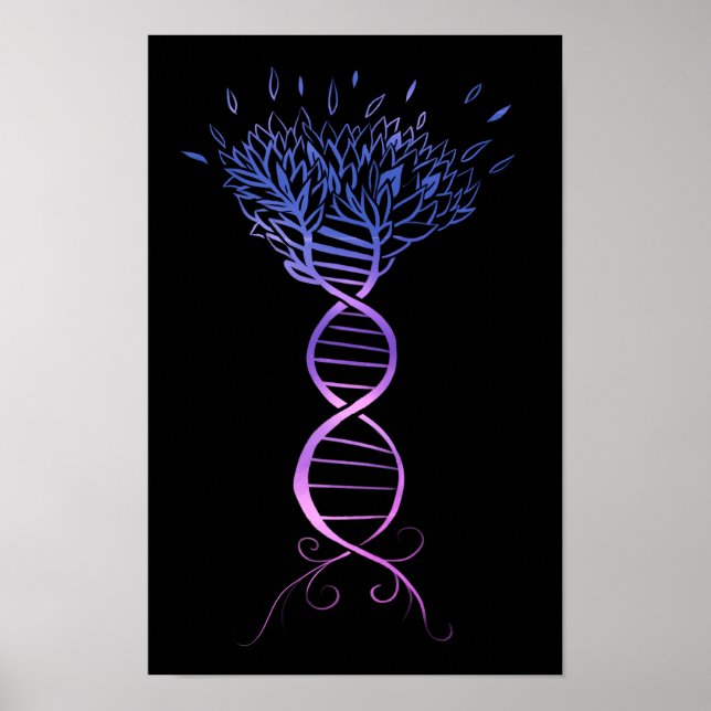 Affiche Arbre génétique du brin d'ADN de l'arbre de vie (Devant)