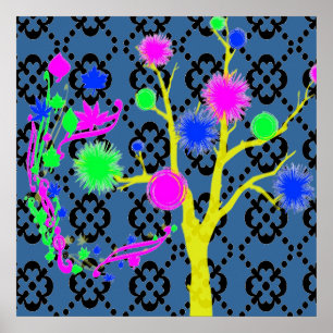 Affiche Arbre graphique dans les couleurs au néon