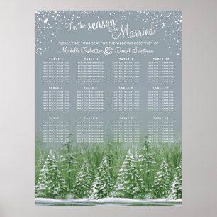 Affiche Arbre gris de mariage d'hiver 12 tables