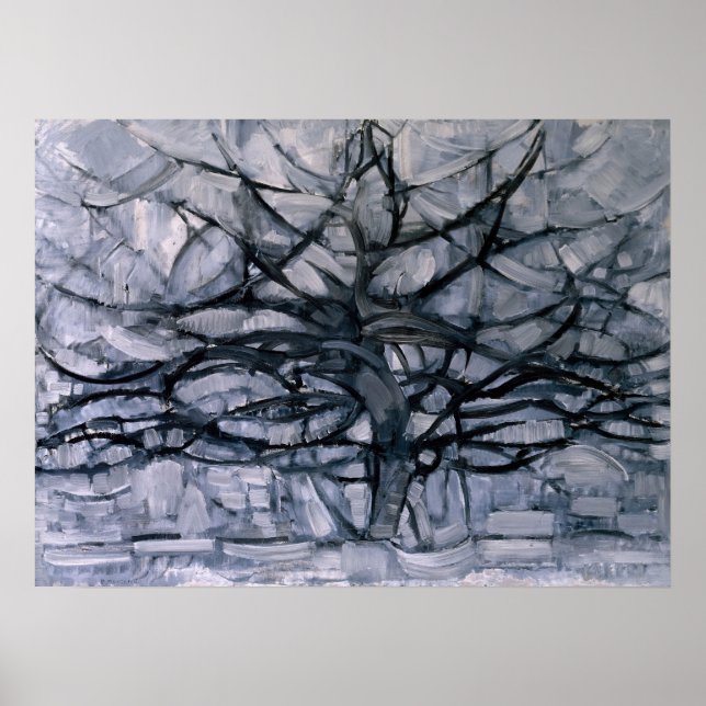 Affiche Arbre gris de Mondrian (Devant)