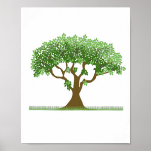 Affiche Arbre mignon avec feuille