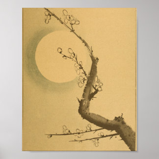 Affiche Arbre murale japonaise vintage