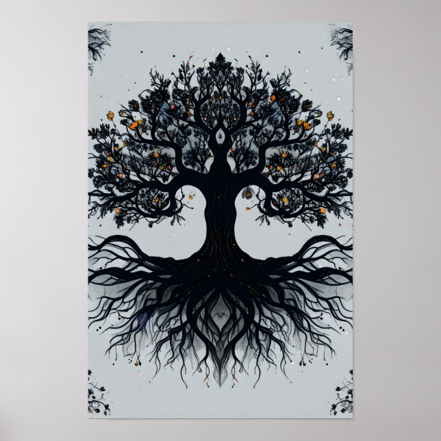 Affiche Arbre mystique foncé de l'art de la vie (Devant)