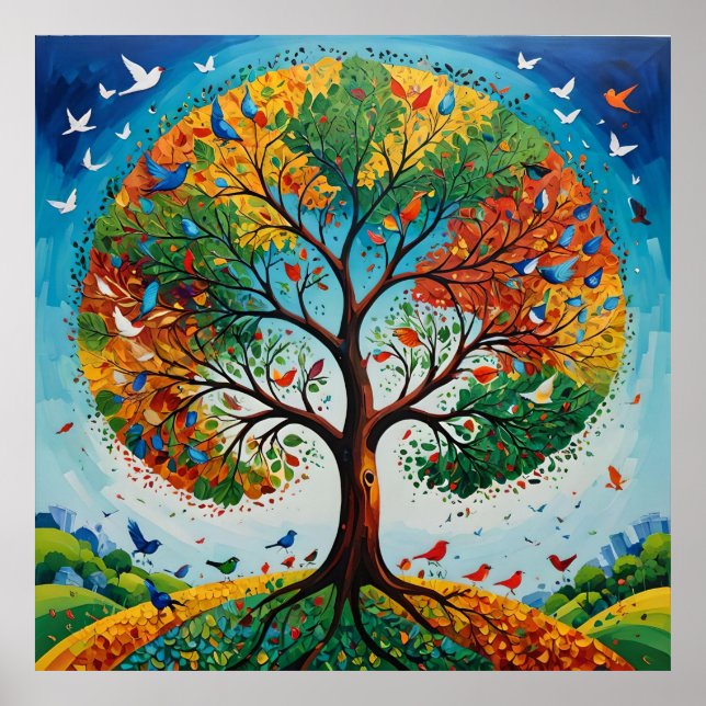 Affiche Arbre mythique des saisons - Gond Art (Devant)