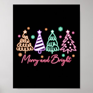 Affiche Arbre néon de Noël Merry And Bright