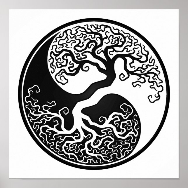 Affiche Arbre noir de vie personnalisable Yin Yang (Devant)