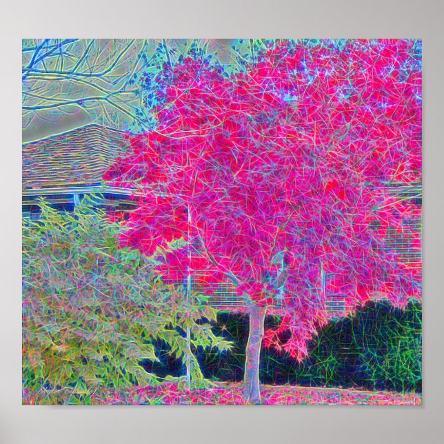 Affiche Arbre Numériquement grand peint (Devant)