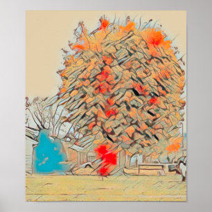 Affiche Arbre peint en mosaïque de sable