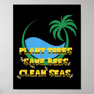 Affiche Arbre Plantation Bee Protection Eco Nettoyage de l