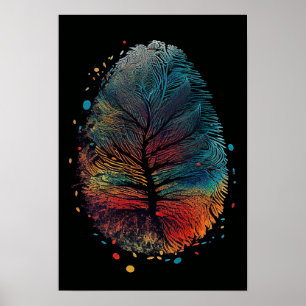 Affiche Arbre/plume d'oiseau/ empreinte digitale