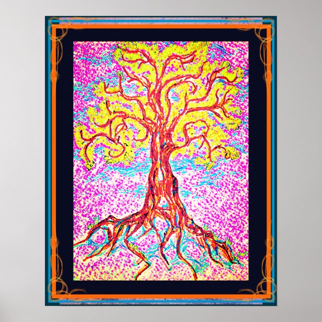 Affiche Arbre puissant et coloré (Devant)