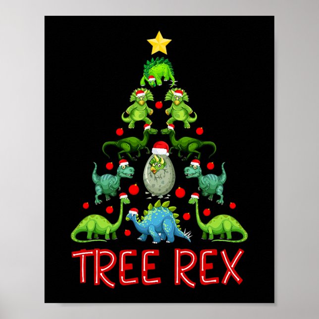 Affiche Arbre Rex Arbre de Noël Tee Kids Cute Dinosaur Xma (Devant)