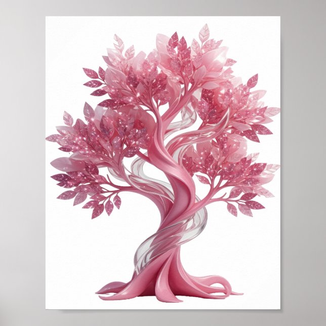 Affiche Arbre Rose Argenté Cool (Devant)