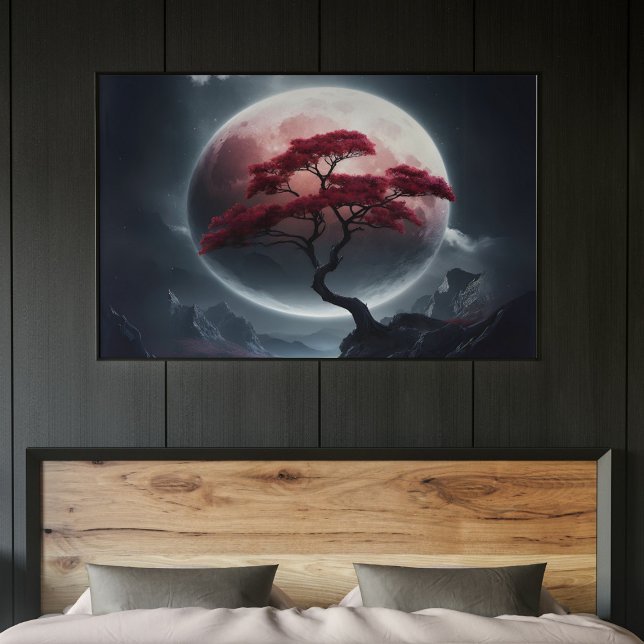 Affiche Arbre rose de style japonais mystique (Créateur téléchargé)