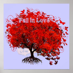 Affiche Arbre rouge Tomber en amour Tourbillons Arbre
