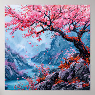 Affiche Arbre Sakura Papier Peint Fleur de Cerisier