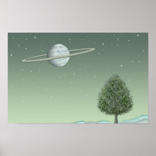 Affiche Arbre silencieux debout sur une étoile lointaine.