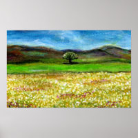 ARBRE SOLITAIRE DANS LE CHAMP DE FLEURS JAUNES, TO