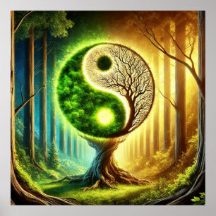 Affiche Arbre symbolique avec motif Yin Yang