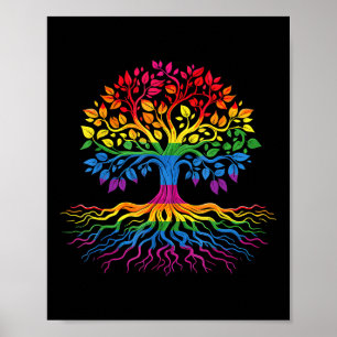Affiche Arbre Vie Arc-en-ciel Lgbt Cool Drapeau Gay pride