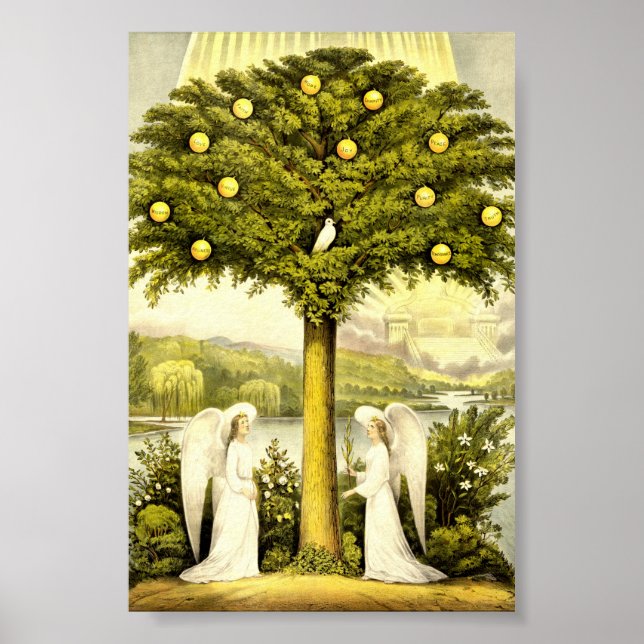 Affiche Arbre vintage de vie Illustration chrétienne 1892 (Devant)