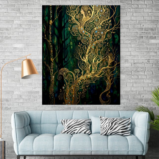 Affiche Arbres Abstraits Dorés Inspirés de Klimt (Créateur téléchargé)