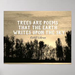 Affiche Arbres Art Poèmes littéraires Kahlil Gibran citati