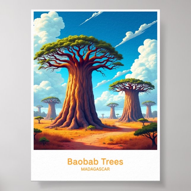 Affiche Arbres Baobabs de l'Art de Paysage de Madagascar (Devant)