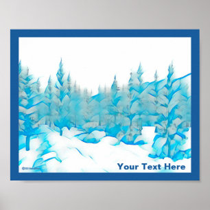 Affiche Arbres bleus neigeux