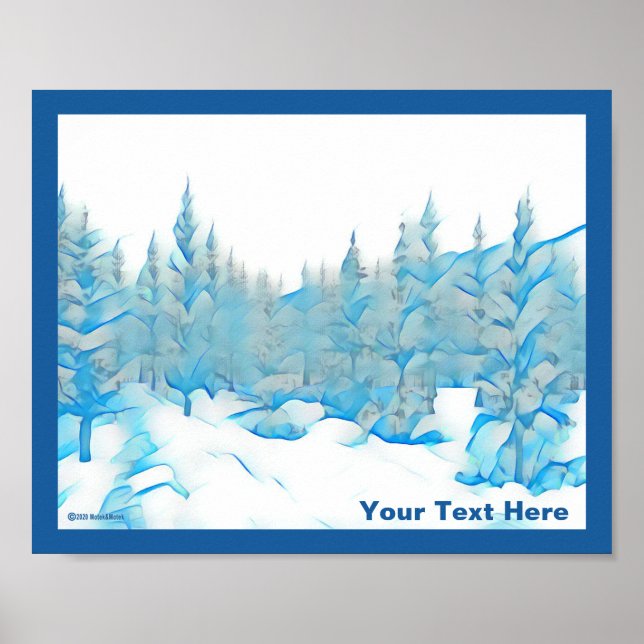 Affiche Arbres bleus neigeux (Devant)